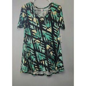 LuLaRoe Short Sleeve Scop Neck Swing Dress NWT Jungle Pattern Black & Green XS